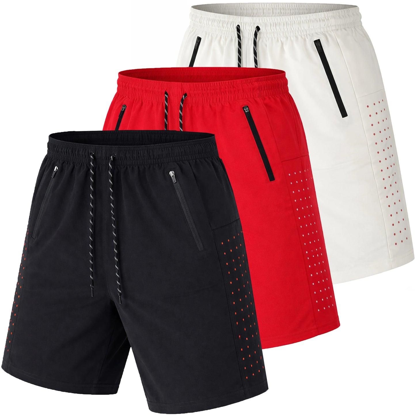 Men's 3-Pack Performance Training Shorts With Zipper Pockets