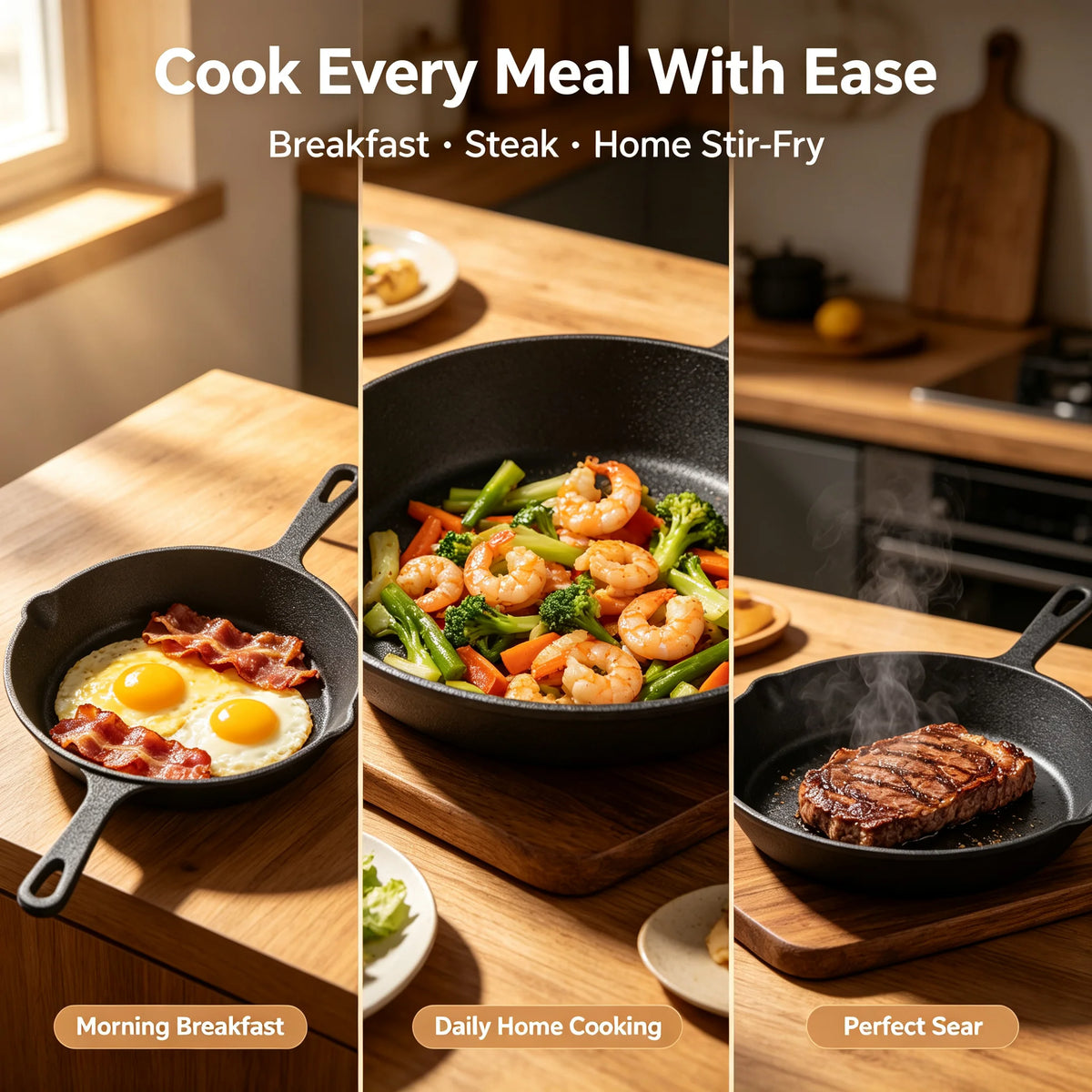 UPWORK Stainless Steel Frying Pan Set For Cooking And Grilling