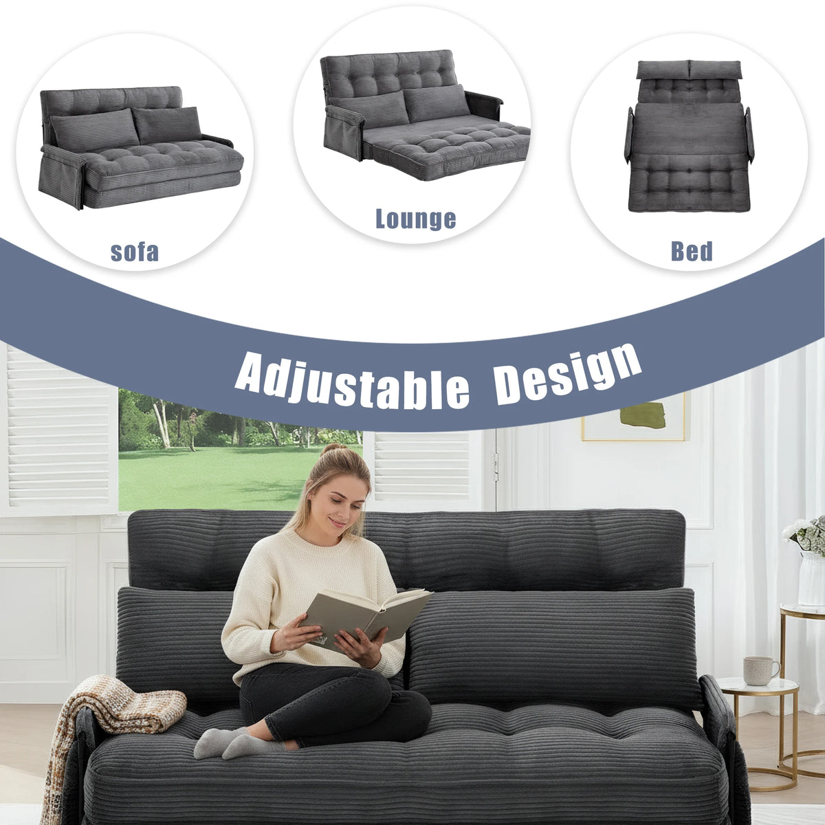 Gaohappy Adjustable Foldable Floor Sofa Bed With Storage Pocket