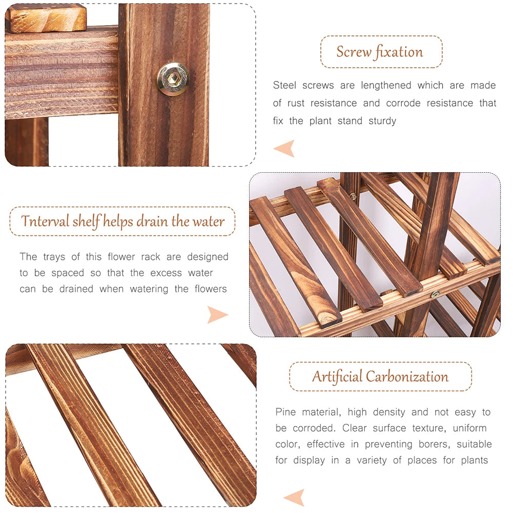 Wisfor 6 Tier Wood Plant Stand For Indoor Outdoor Garden