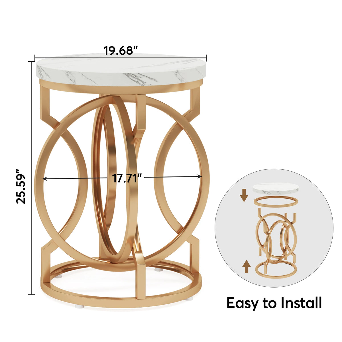 Tribesigns Modern Round End Table with Distinctive O Shaped Base