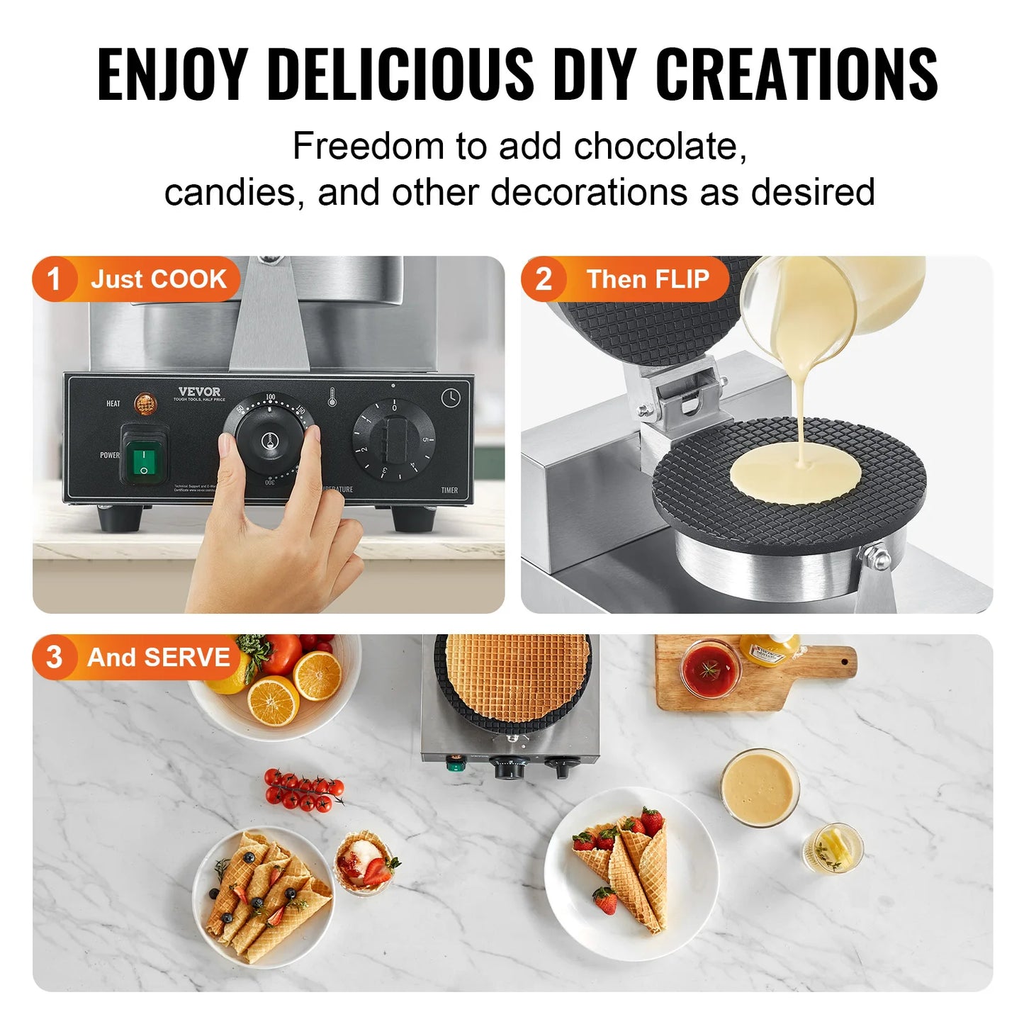 SucceBuy Commercial Electric Ice Cream Cone Maker With Control