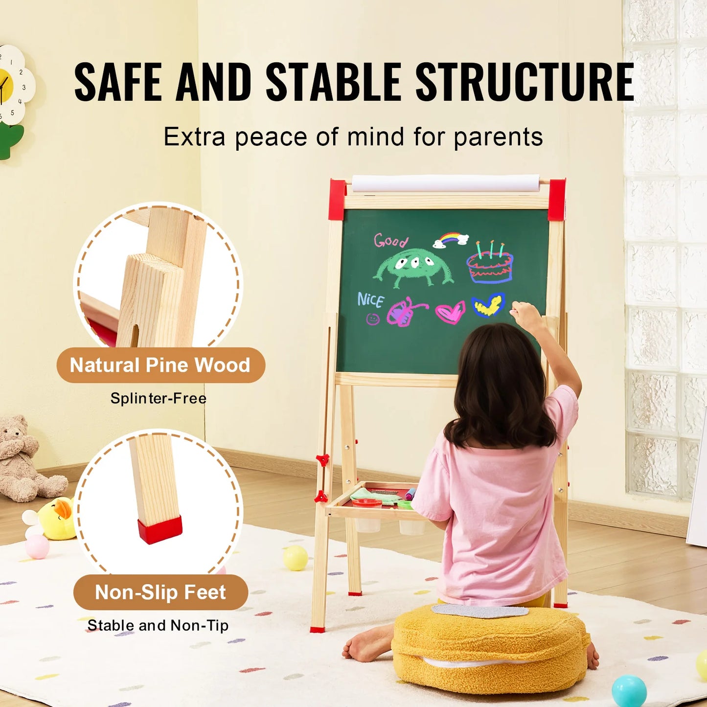 SucceBuy Magnetic Drawing Board for Kids Double Sided Whiteboard Chalkboard