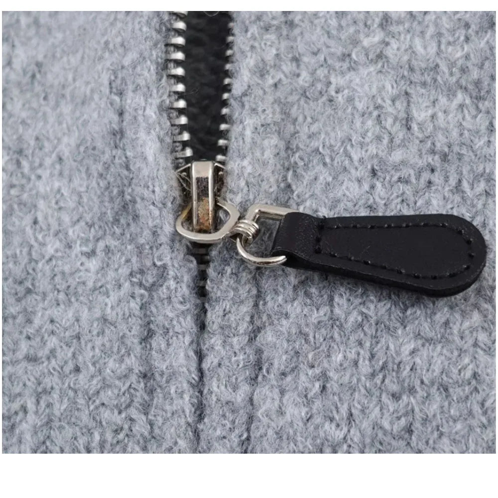 Loose Women's Denim Cotton Hoodie With Zippers And Embroidery