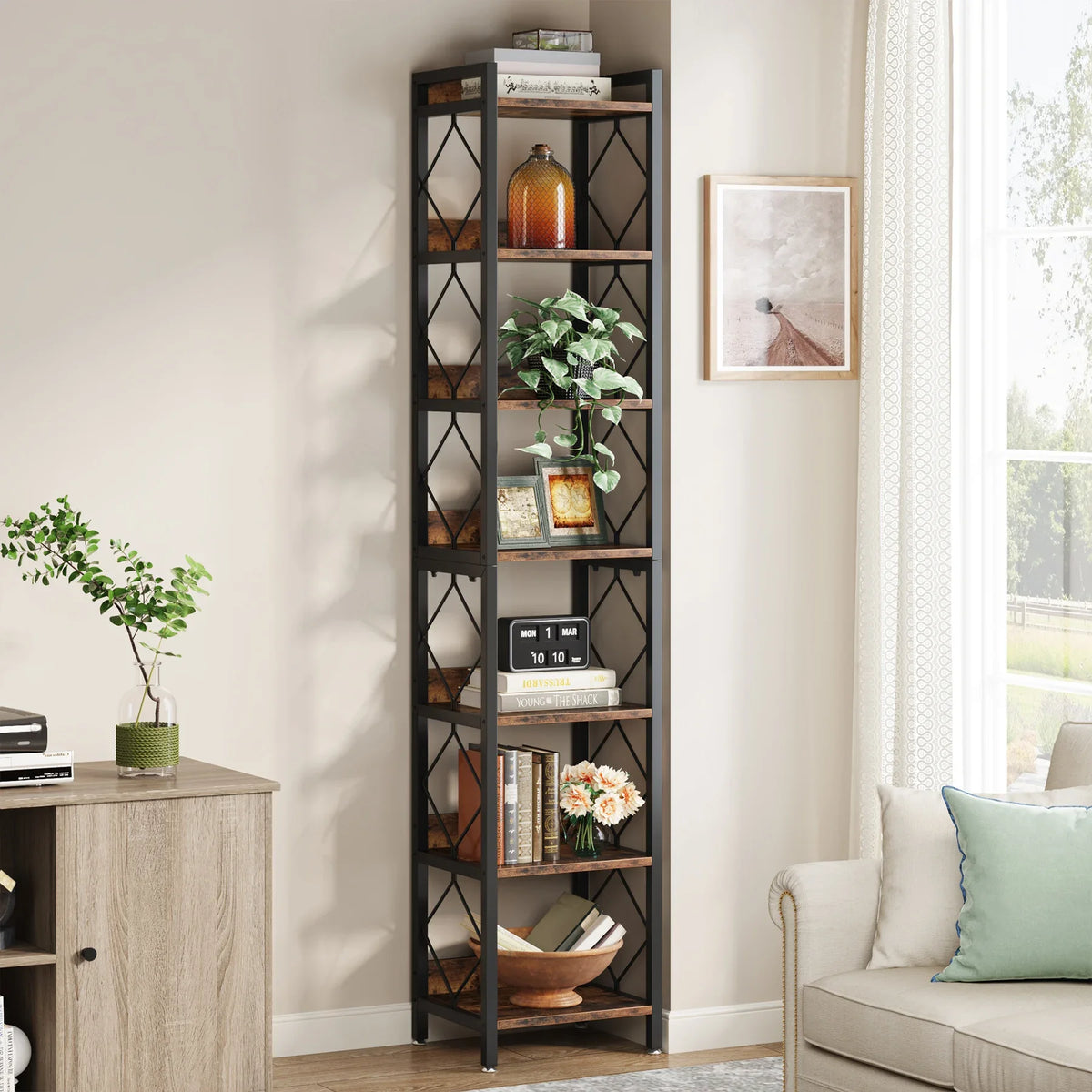 Tribesigns Narrow Bookshelf With Seven Tier Display Shelves