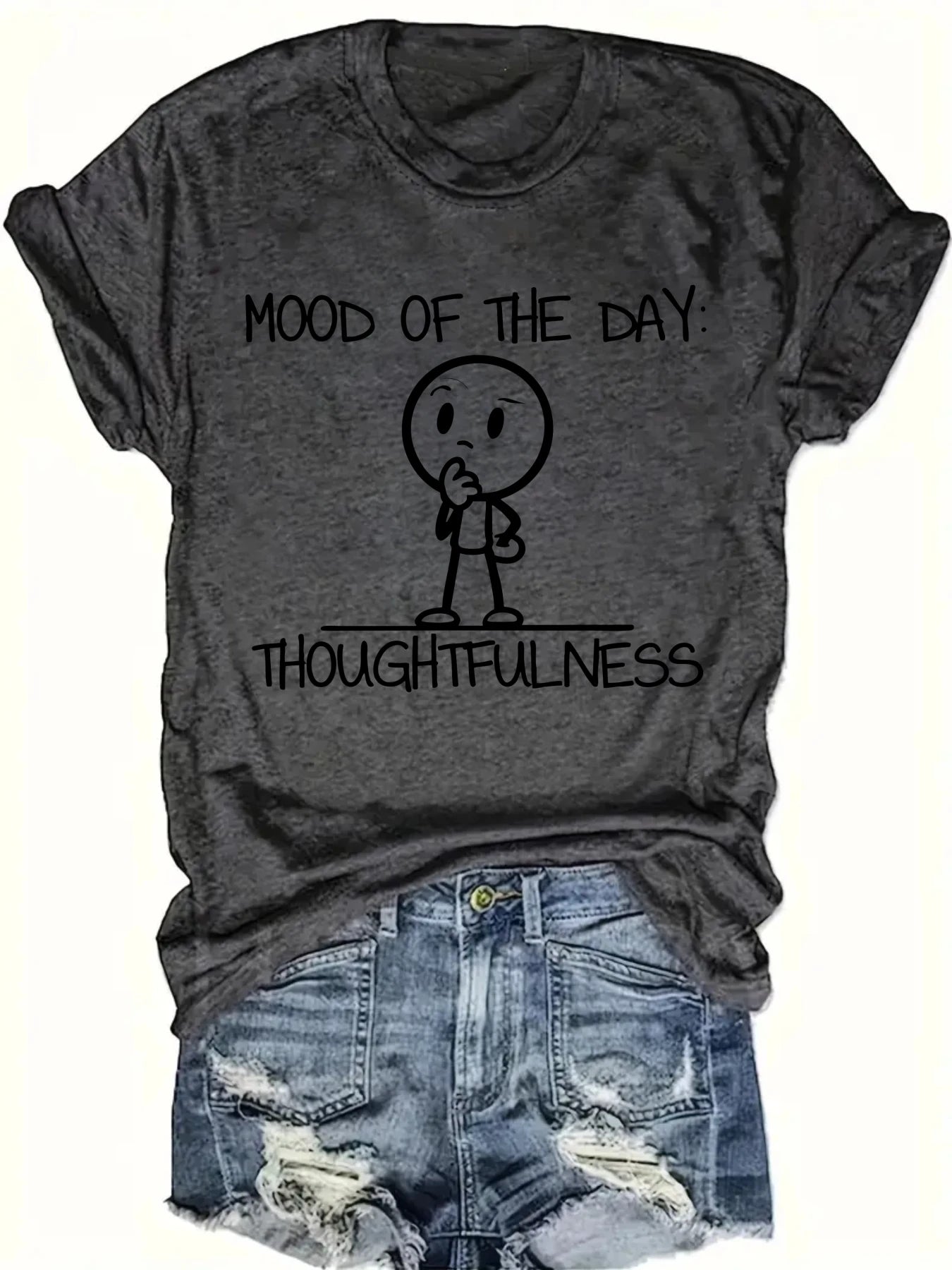 Mood Of The Day Thoughtfulness Short Sleeve Shirt For Women
