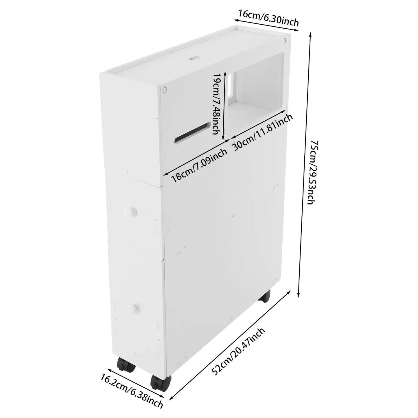 Bymaocar 3 Layer Narrow Cupboard With Drawers Freestanding Corner Organizer
