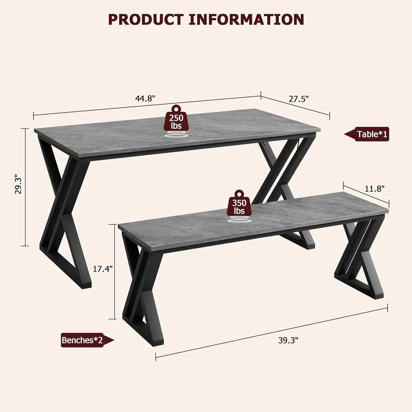 Twister.Ck Space Saving Metal Dining Table With Bench Set