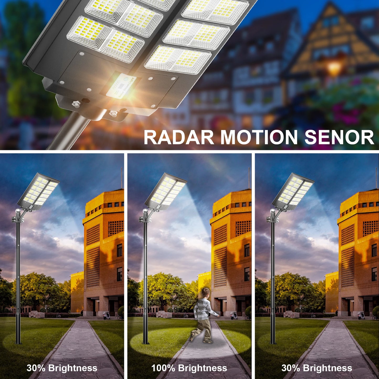 6000W Waterproof Solar Street Light With Auto Dusk Motion Sensor