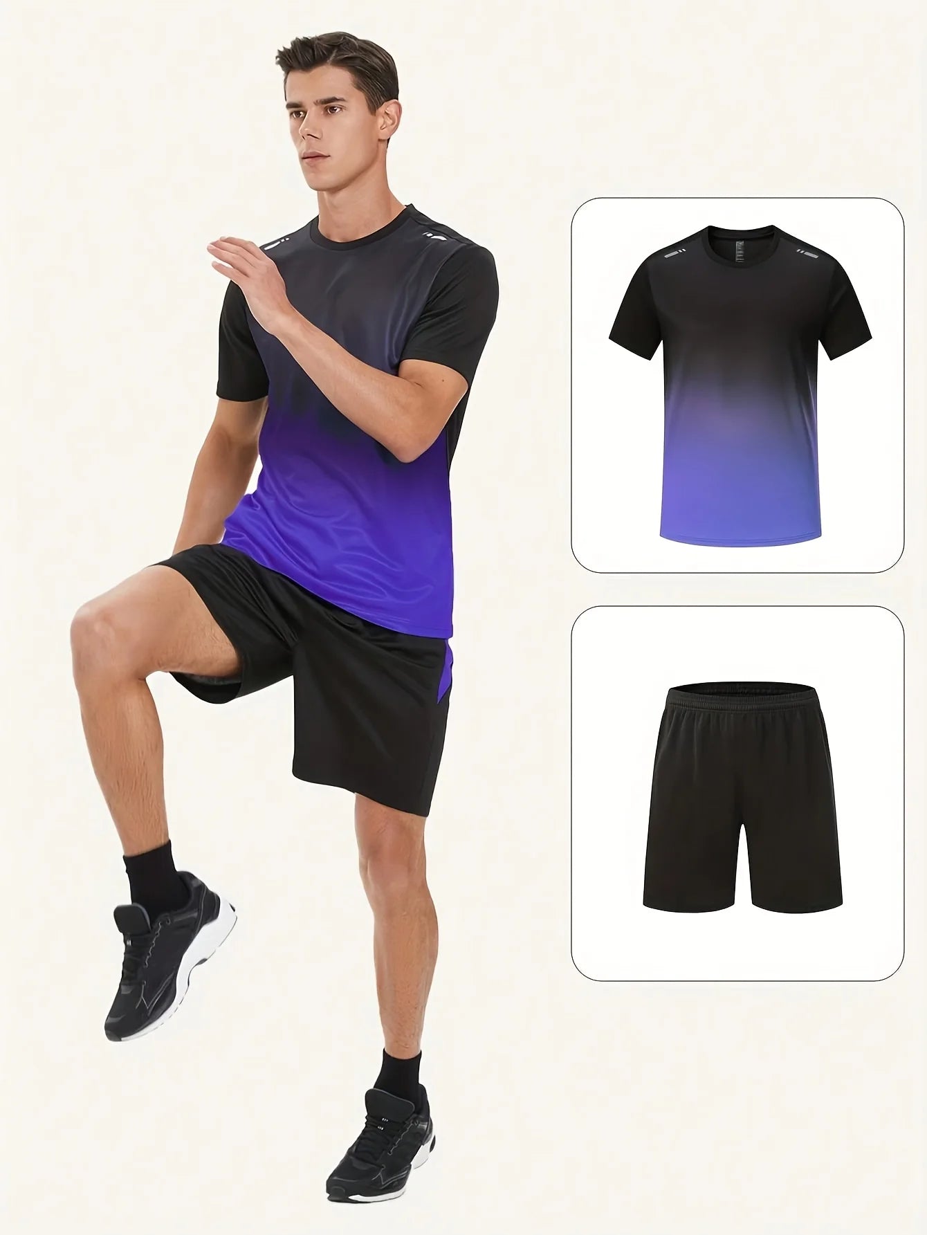 Winthunder Men's 12-Piece T-Shirts And Shorts Set Breathable