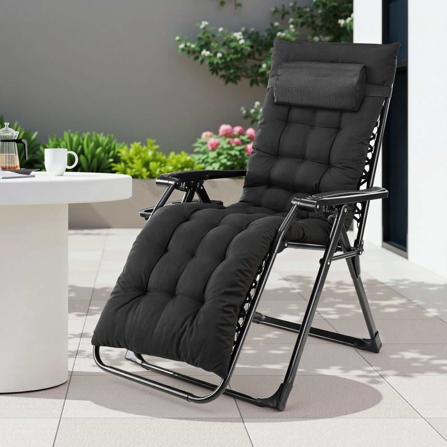 JHK Zero Gravity Recliner Patio Lounge Chair With Cup Holders