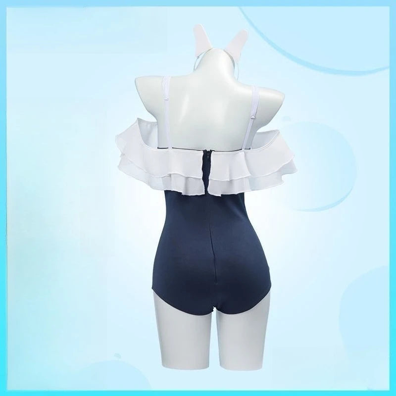 Japanese Kawaii Off Shoulder One Piece Swimsuit Bow Accent