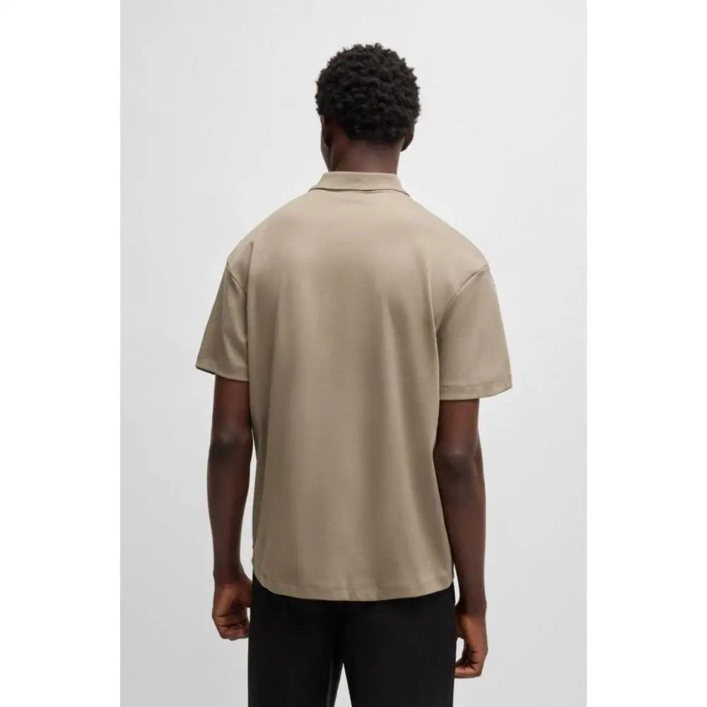 Hugo Boss Mens Interlocked Cotton Polo Shirt With Stacked Logo