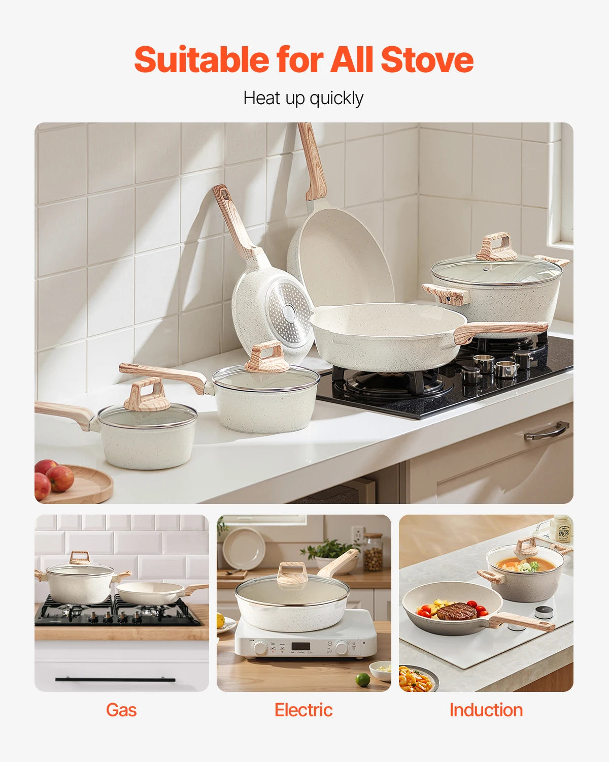 SucceBuy Premium Granite Nonstick Cookware Set For Home Cooking