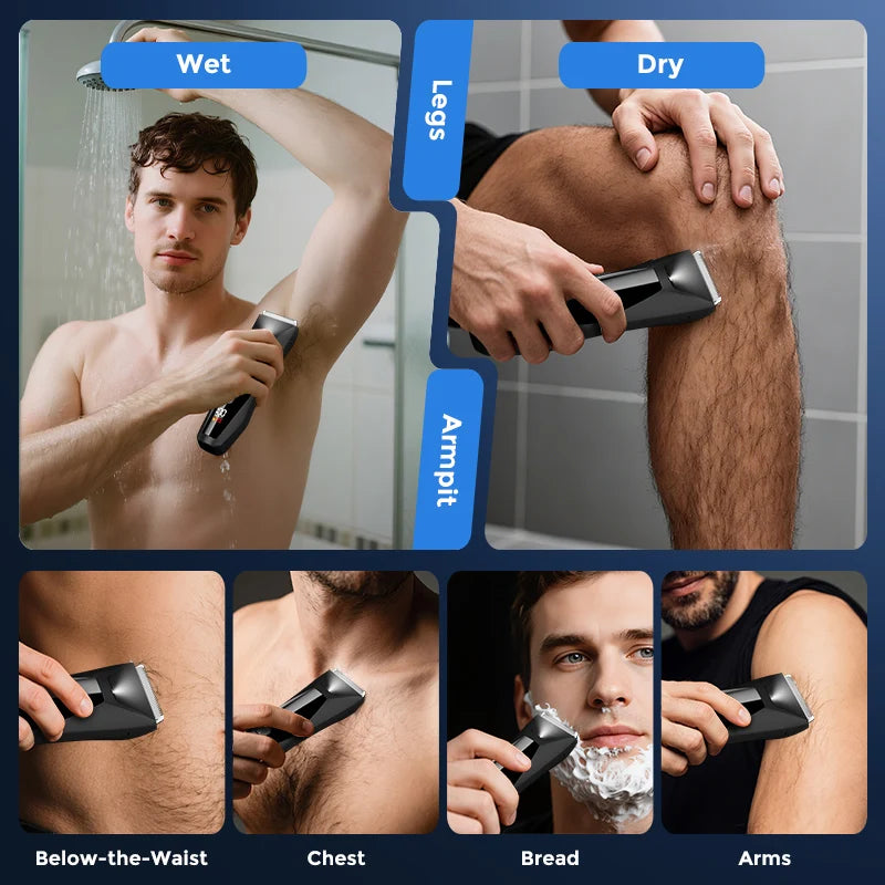 Sejoy Body Pubic Hair Trimmer For Men And Women Wet Dry Standing Recharge Dock