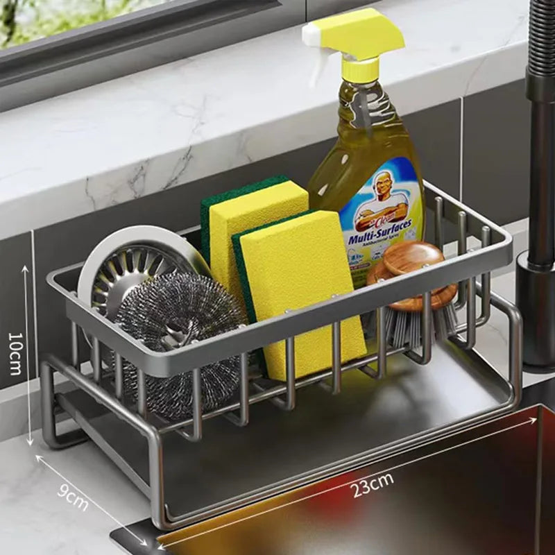 Kitchen Sink Organizer With Tilted Water Tray Storage Rack