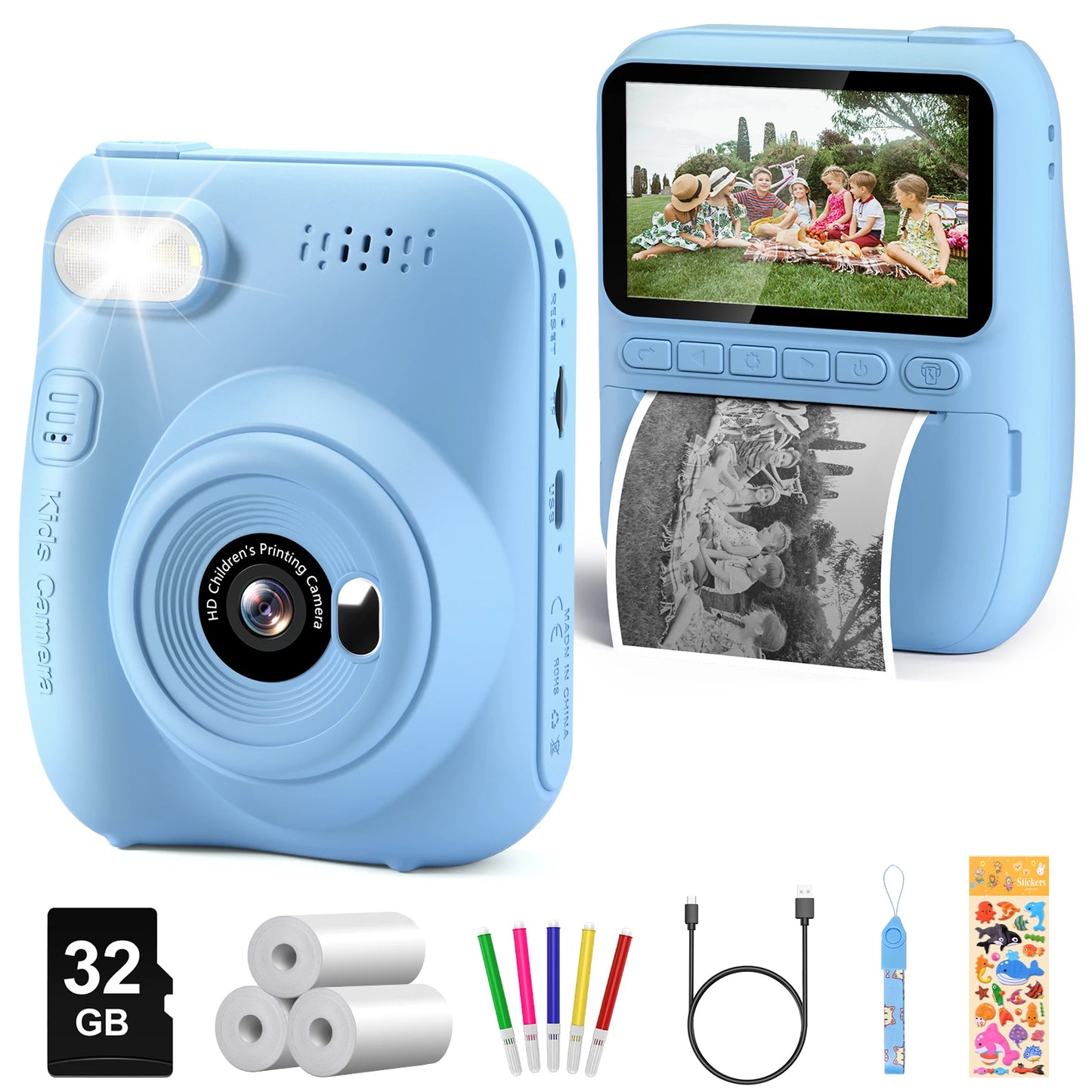 DIAMOOKY Kids Digital Camera LCD Instant Print 32MP HD