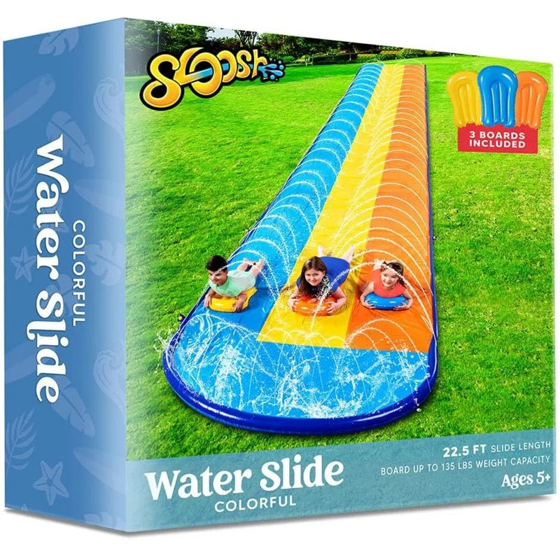 Joyfy Triple Lawn Water Slide With Sprinkler For Backyard Fun