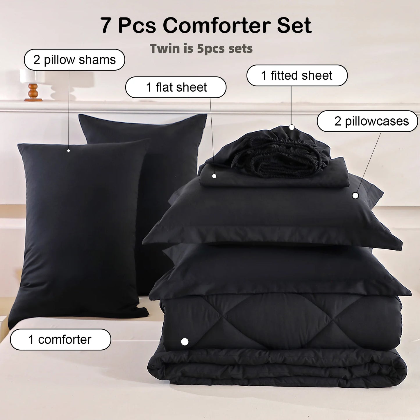 Easyum Premium Polyester Bedding Set With Comforter And Sheets