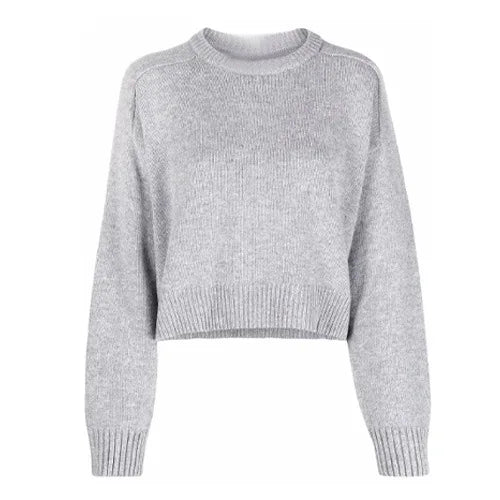 Women's Autumn Round Neck Knitted Sweater Long Sleeve Casual Style