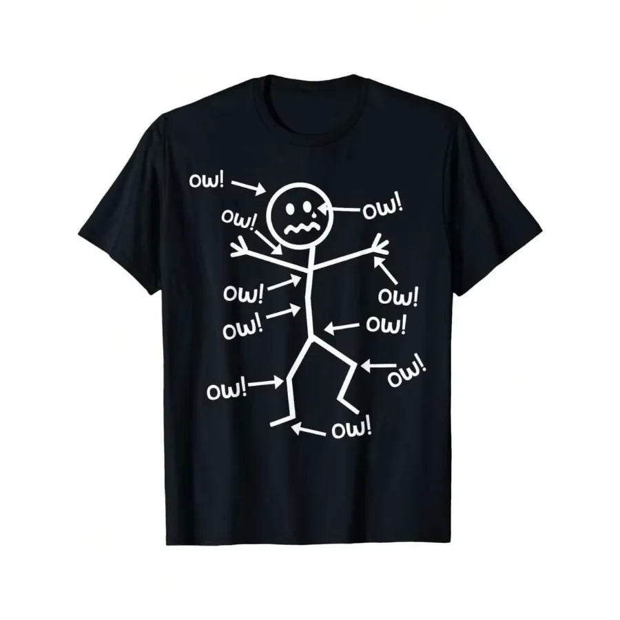 Ow Ow Ow Stick Figure TeeShirt For Men Persistent Pain