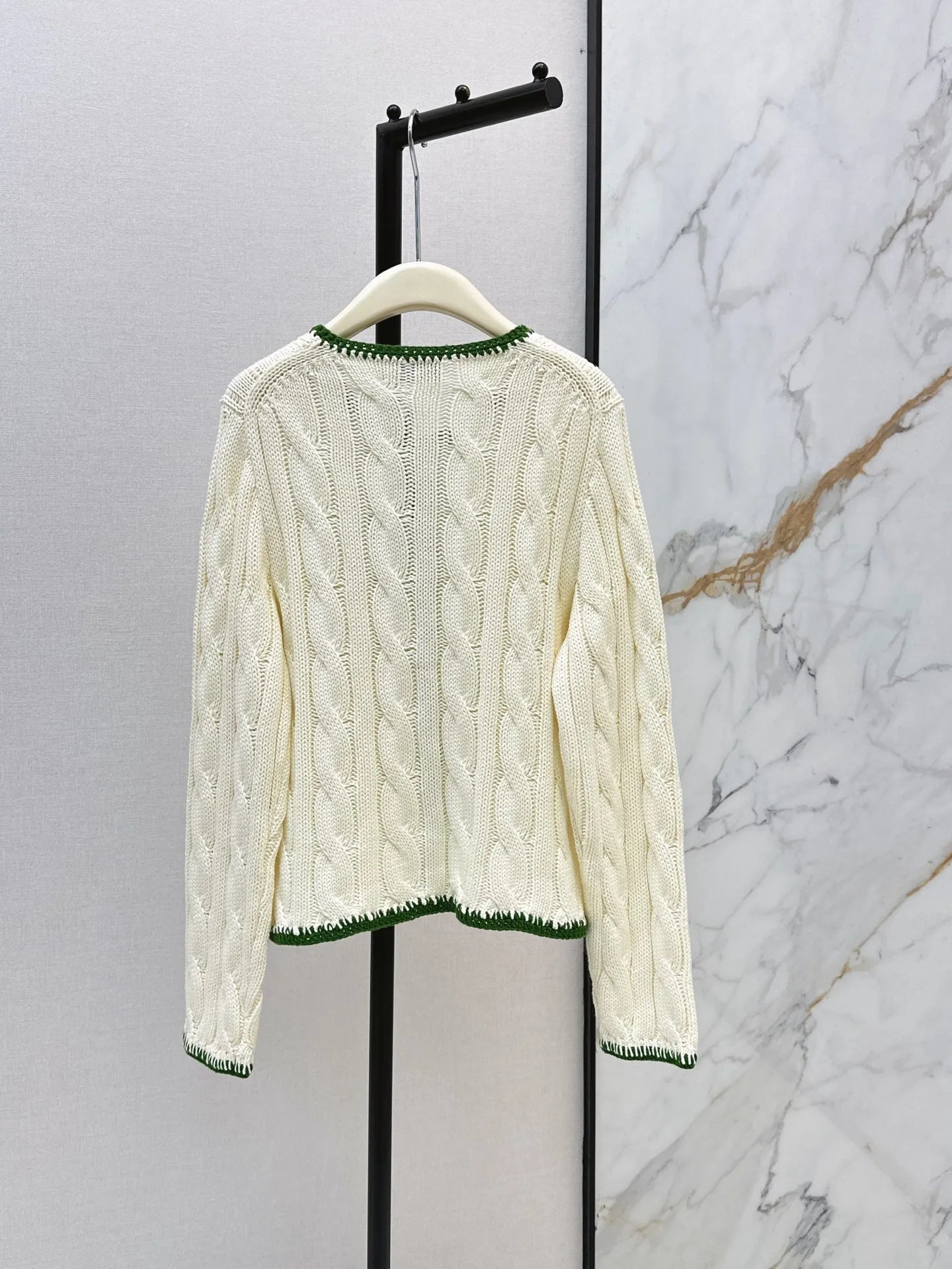 Old Money Color Block Twist Knit Women Cardigan