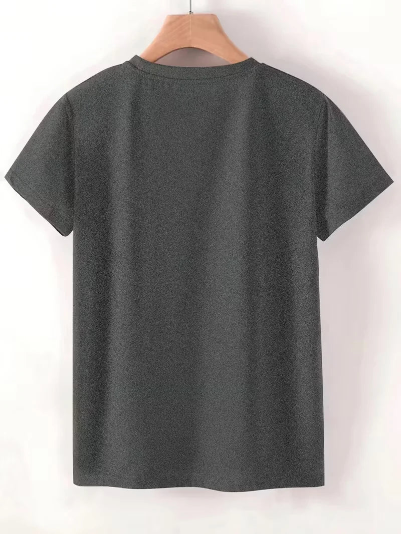 Women Short Sleeve Owl On Flower Branch Breathable Tee