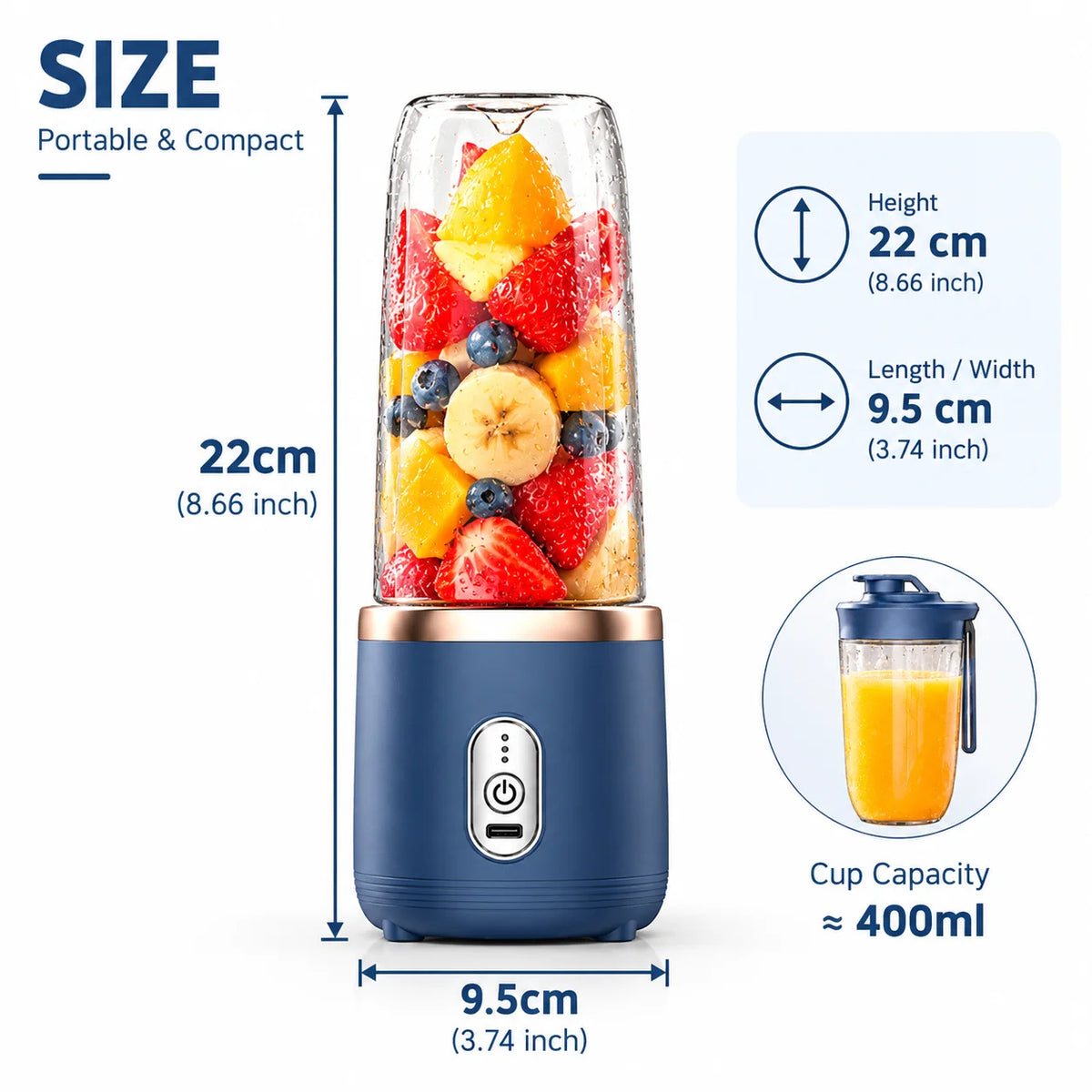 UPWORK Portable Blender USB Rechargeable Smoothie Maker