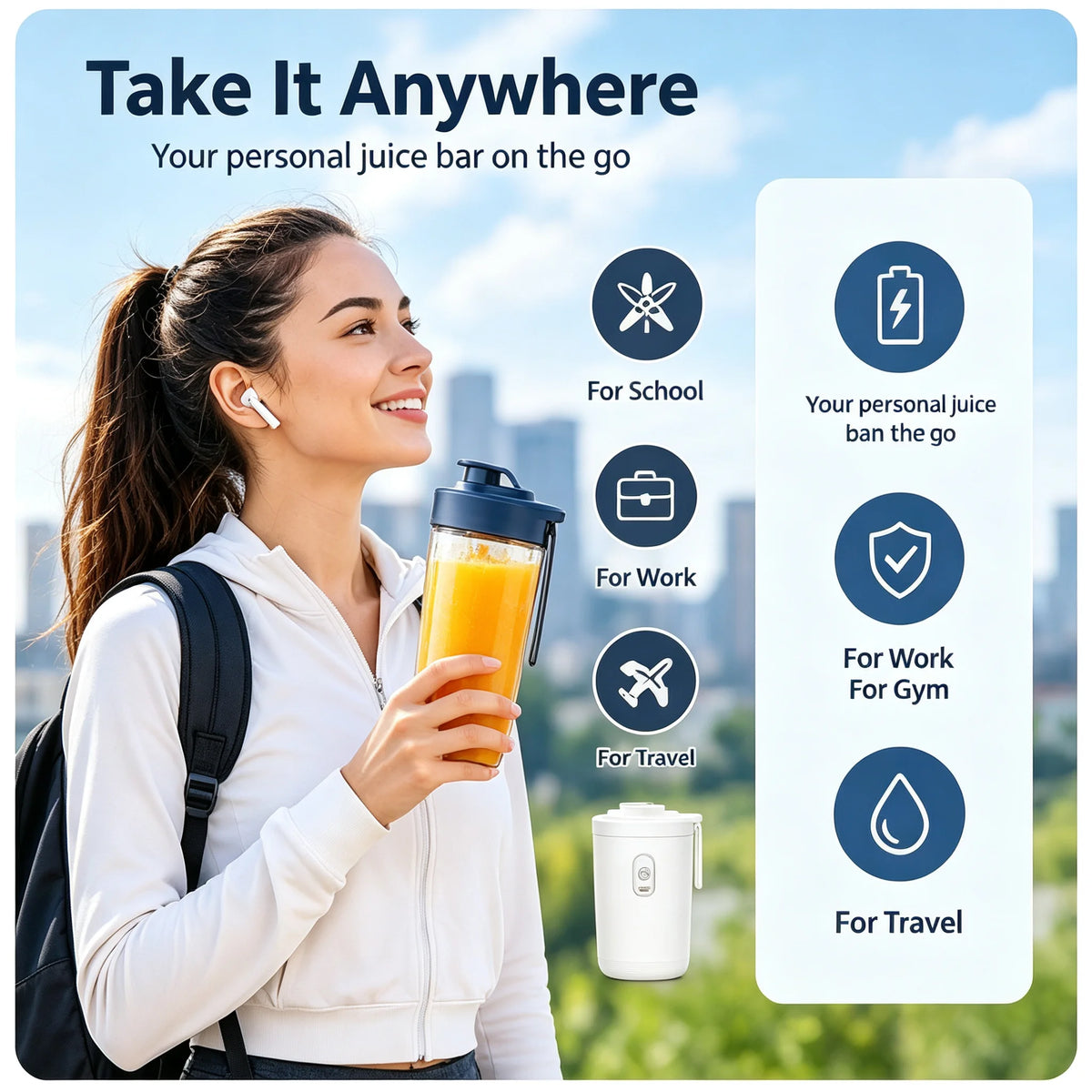 UPWORK Portable Blender USB Rechargeable Smoothie Maker