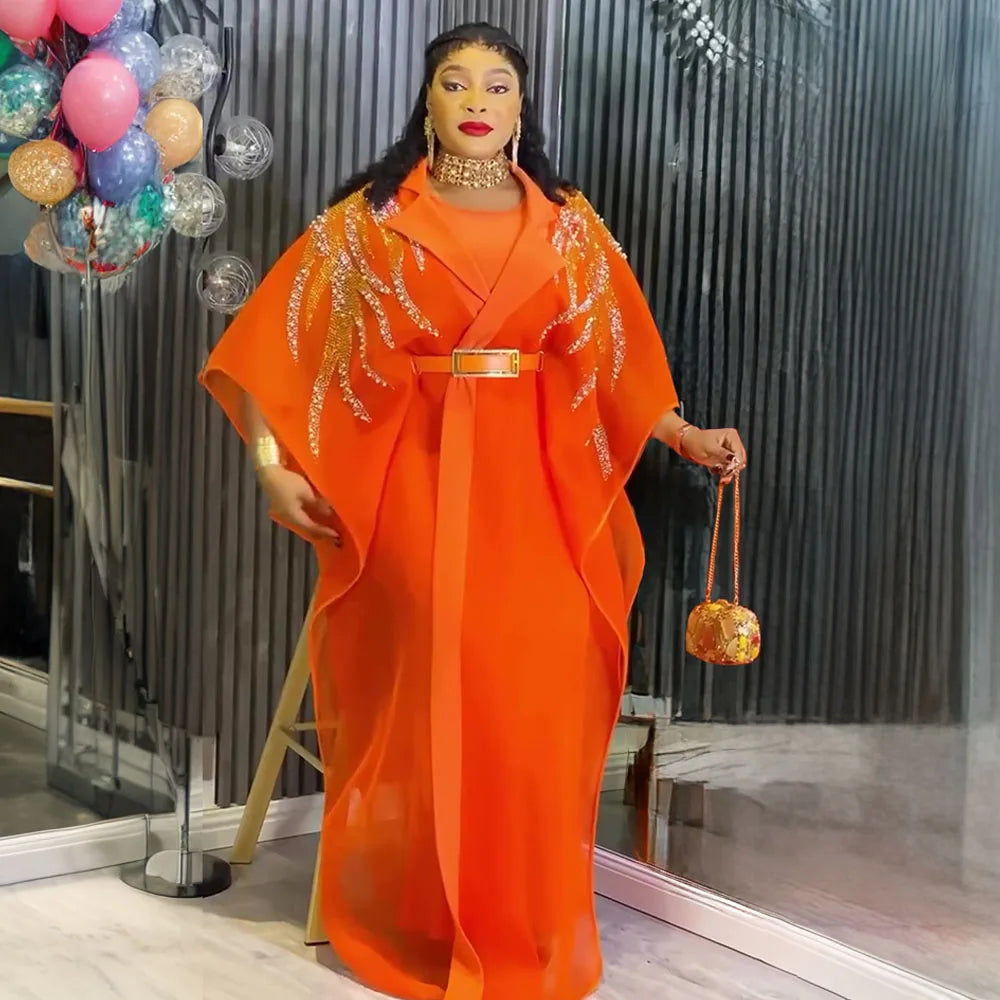 HD CN African Women Traditional Dress 2pc Robe Set