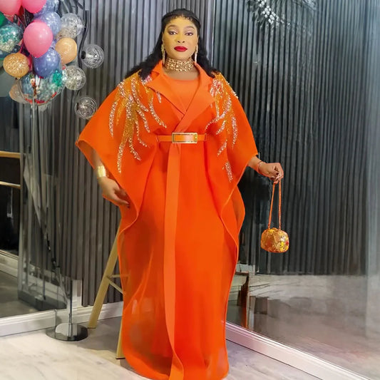 HD CN African Women Traditional Dress 2pc Robe Set