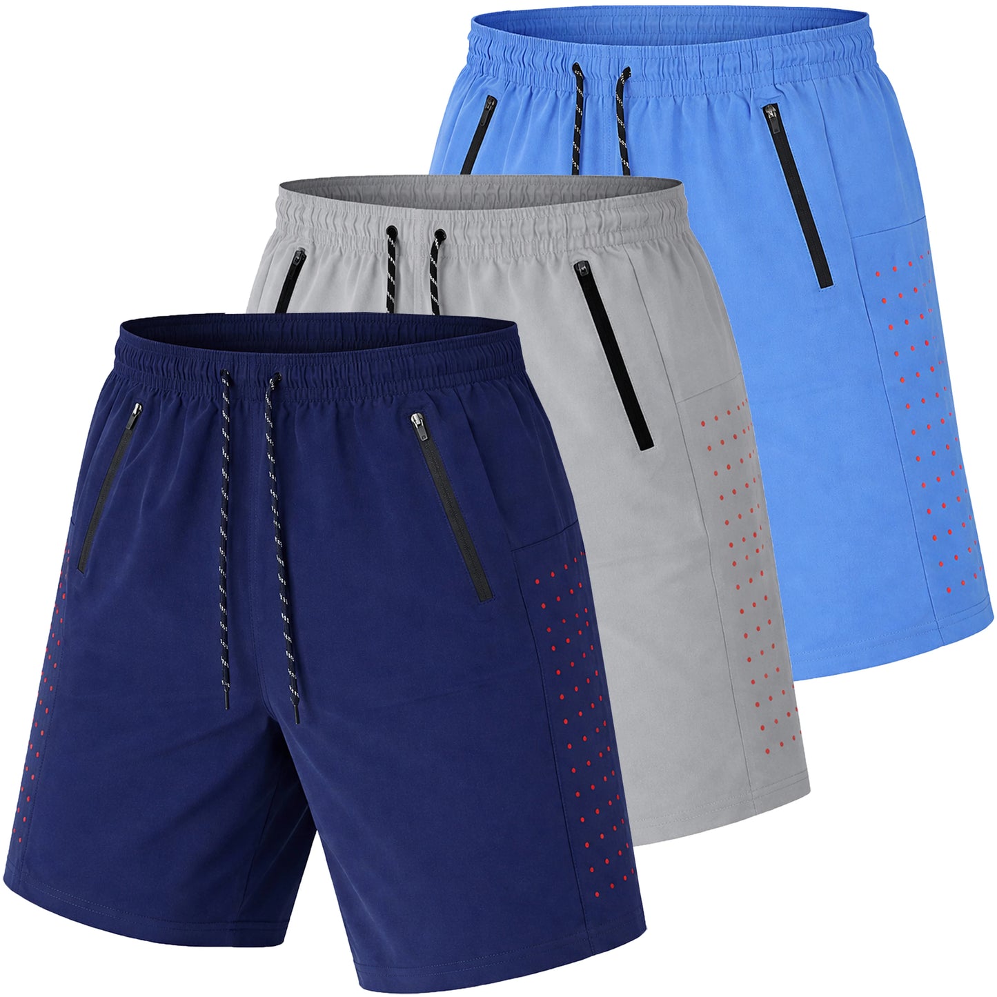 Men's 3-Pack Performance Training Shorts With Zipper Pockets