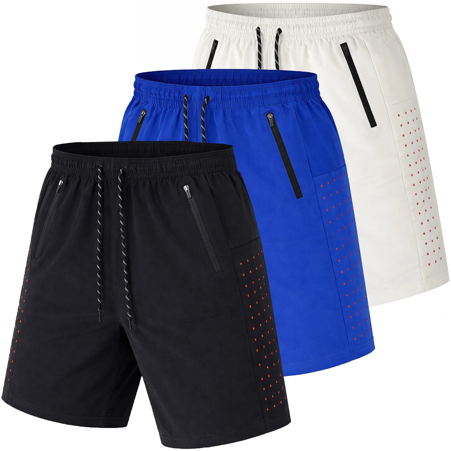 Men's 3-Pack Performance Training Shorts With Zipper Pockets
