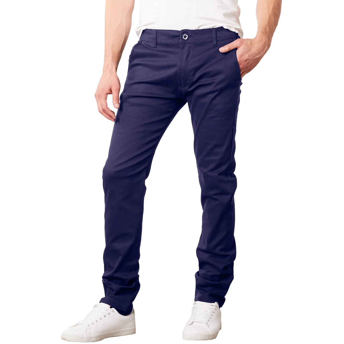 Men's Flat Front Stretch Cotton Chino Pants Regular Fit