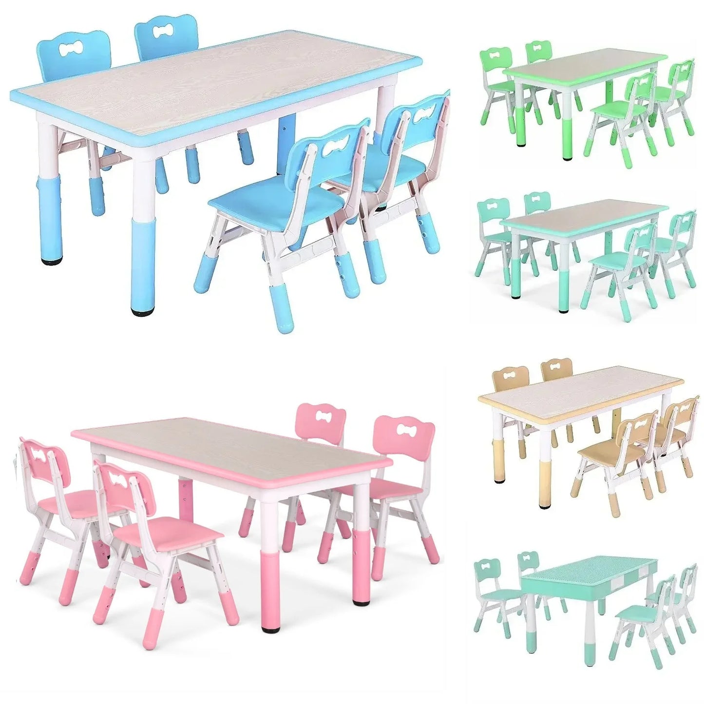 AuAg Kids Table And 4 Chairs Set Height Adjustable Graffiti