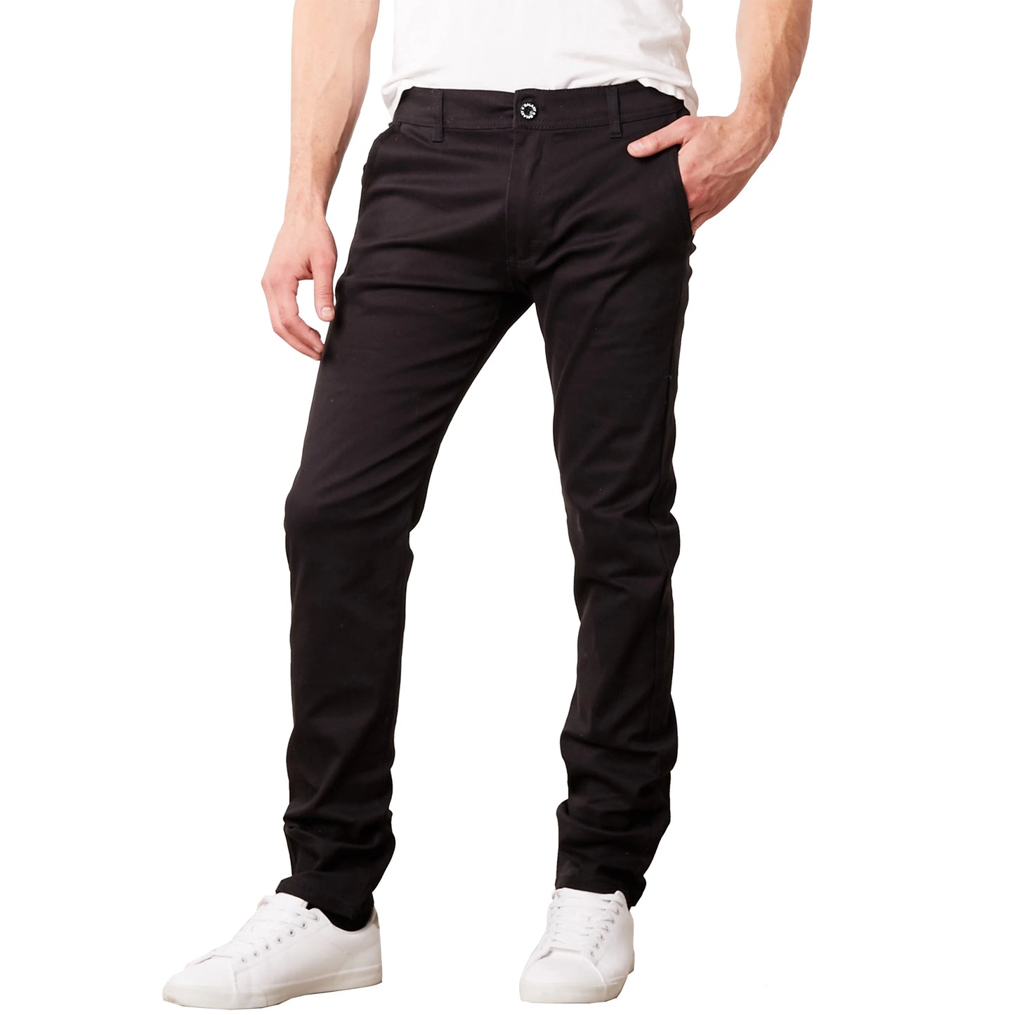 Men's Flat Front Stretch Cotton Chino Pants Regular Fit