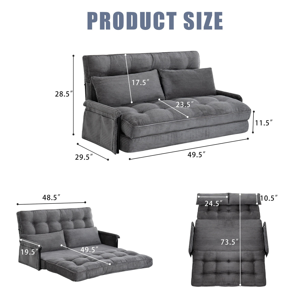 Gaohappy Adjustable Foldable Floor Sofa Bed With Storage Pocket