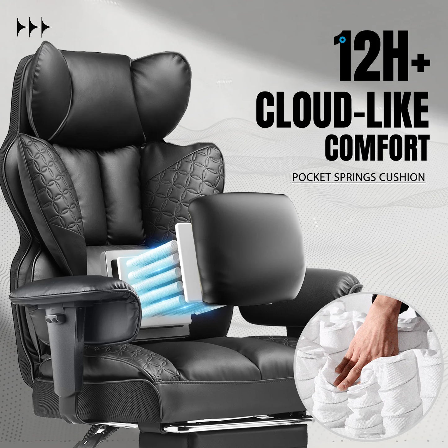 Comhoma Ergonomic High Back Office Chair With Genuine Leather Footrest