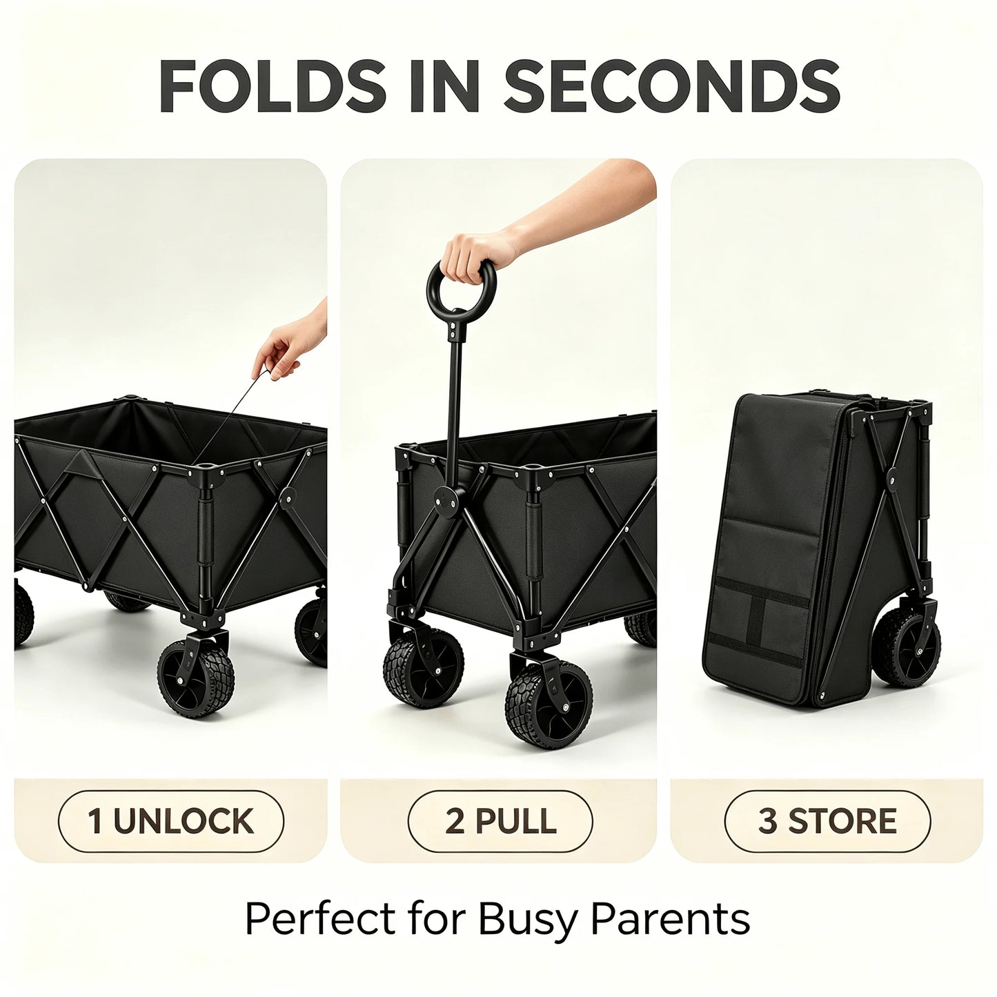 Foldable Camping Wagon With All Terrain Wheels For Family Trips