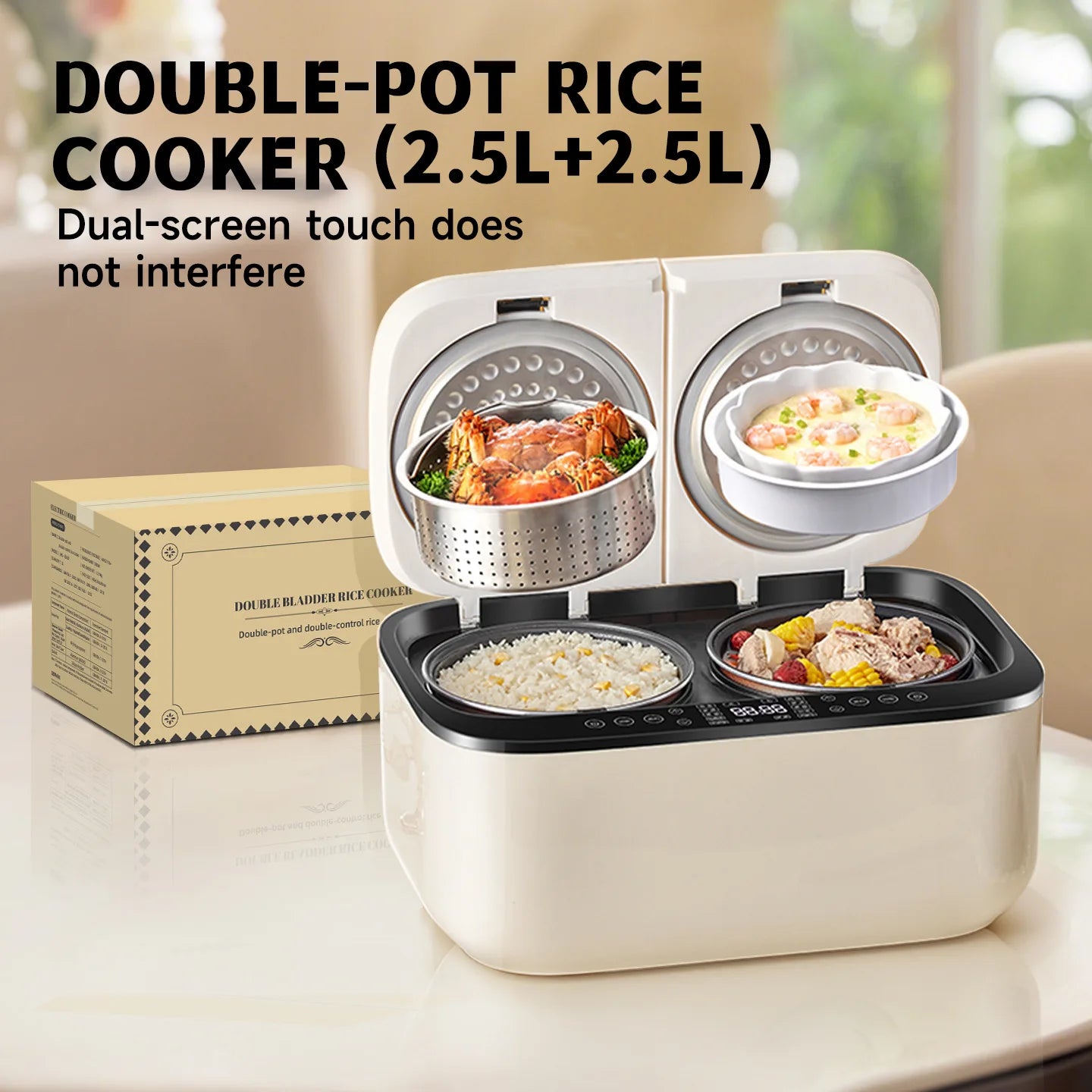 Dual Pot Electric Rice Cooker Featuring Smart Multifunction Timer