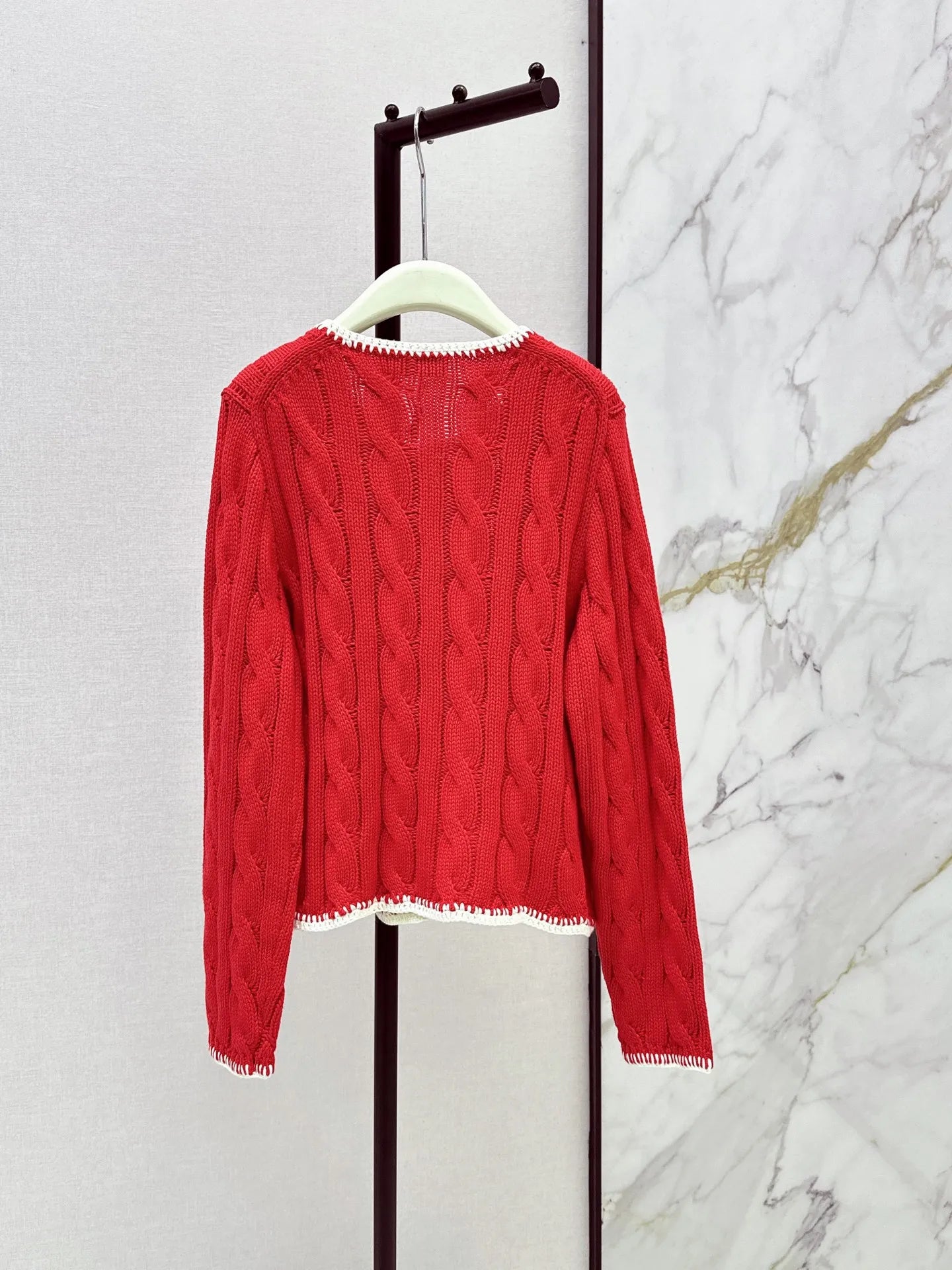 Old Money Color Block Twist Knit Women Cardigan