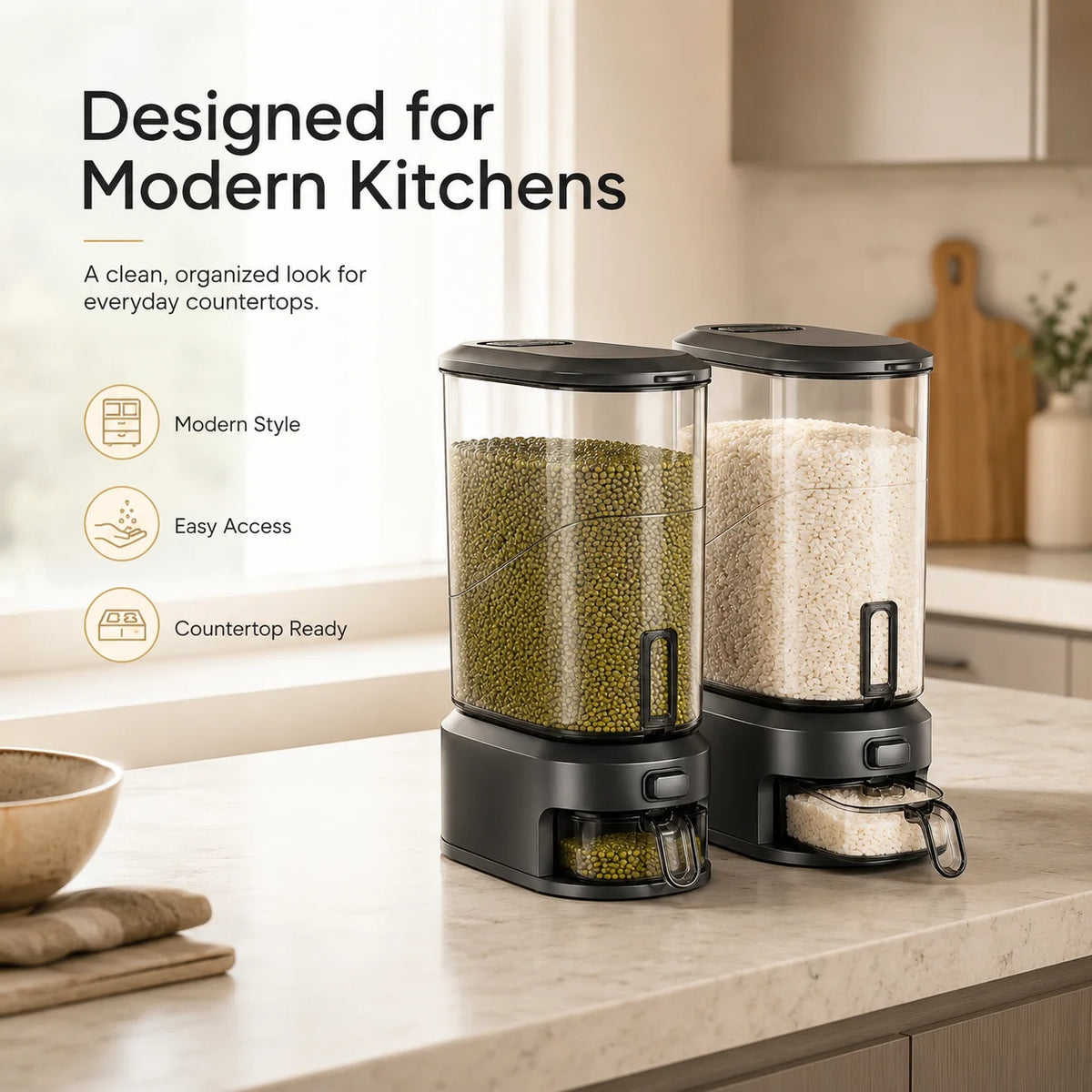 ONENOBLE Automatic Rice Dispenser With Measuring Cup
