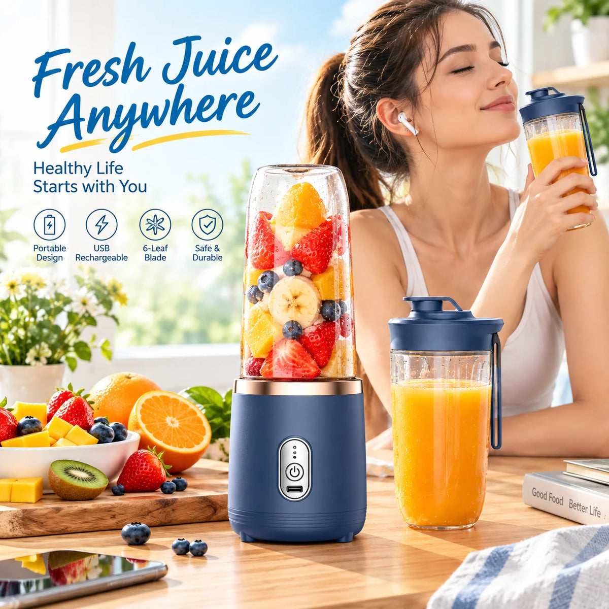 UPWORK Portable Blender USB Rechargeable Smoothie Maker