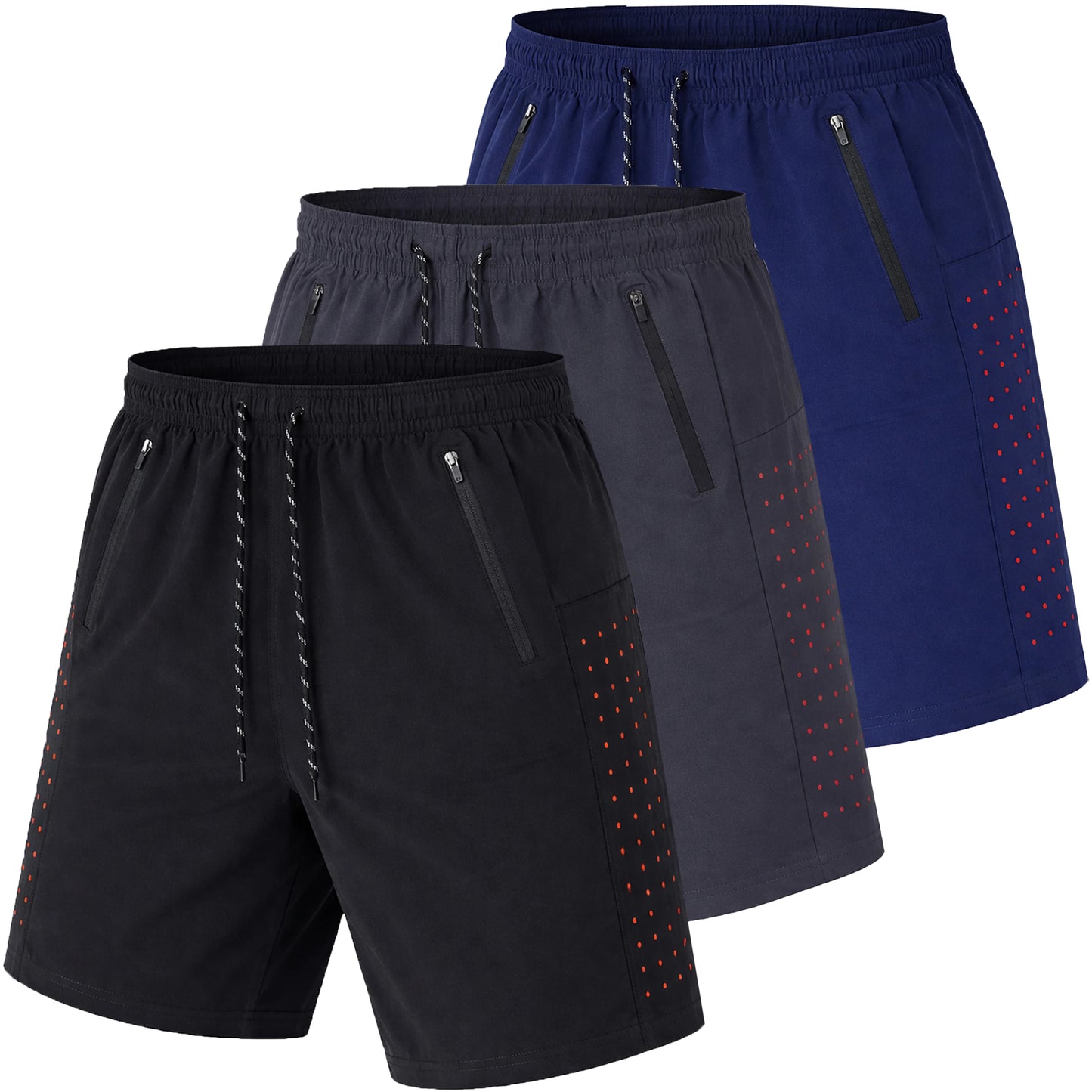 Men's 3-Pack Performance Training Shorts With Zipper Pockets