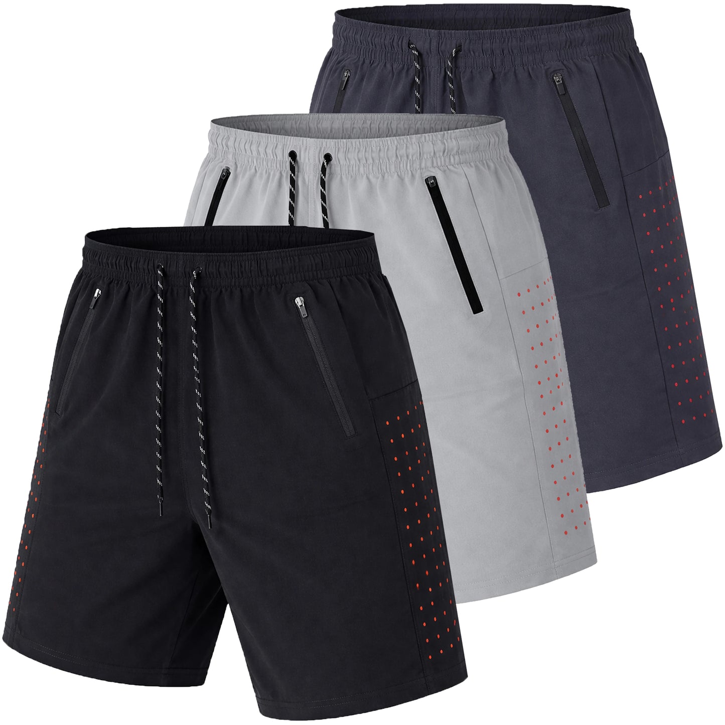 Men's 3-Pack Performance Training Shorts With Zipper Pockets