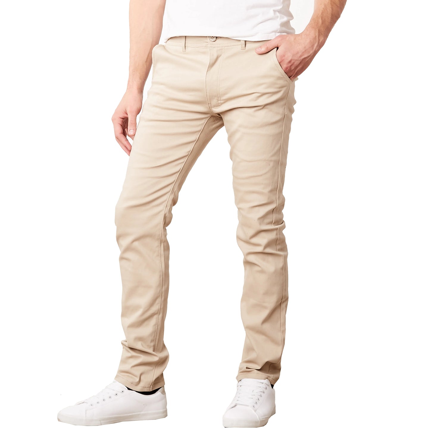 Men's Flat Front Stretch Cotton Chino Pants Regular Fit