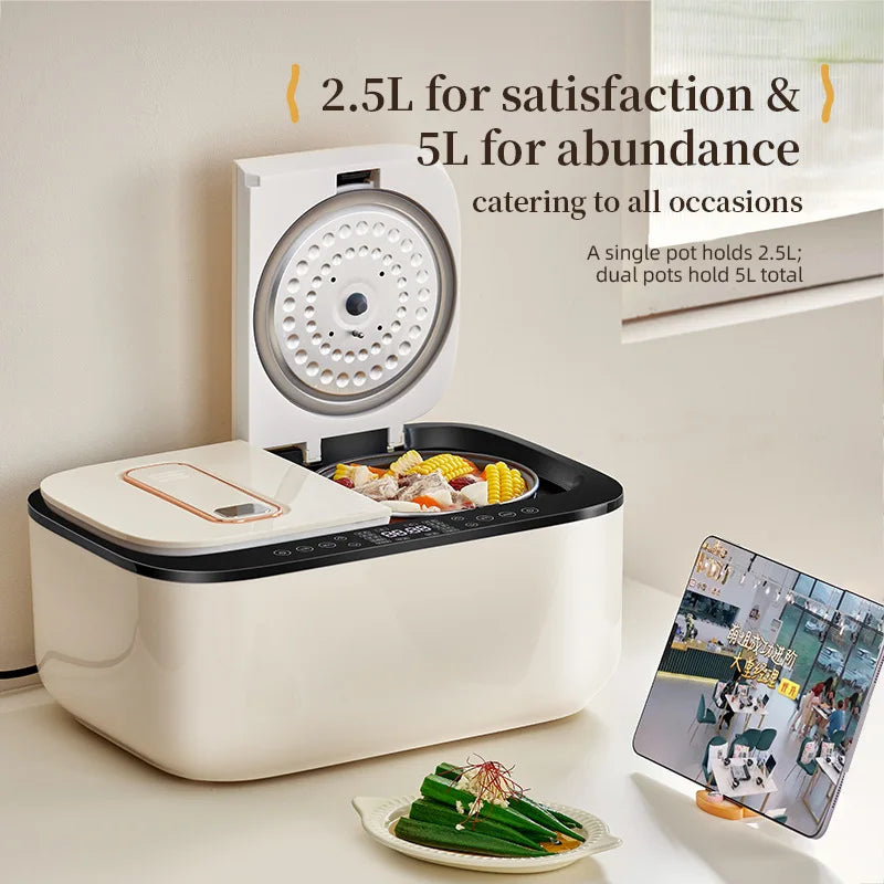 Dual Pot Electric Rice Cooker Featuring Smart Multifunction Timer
