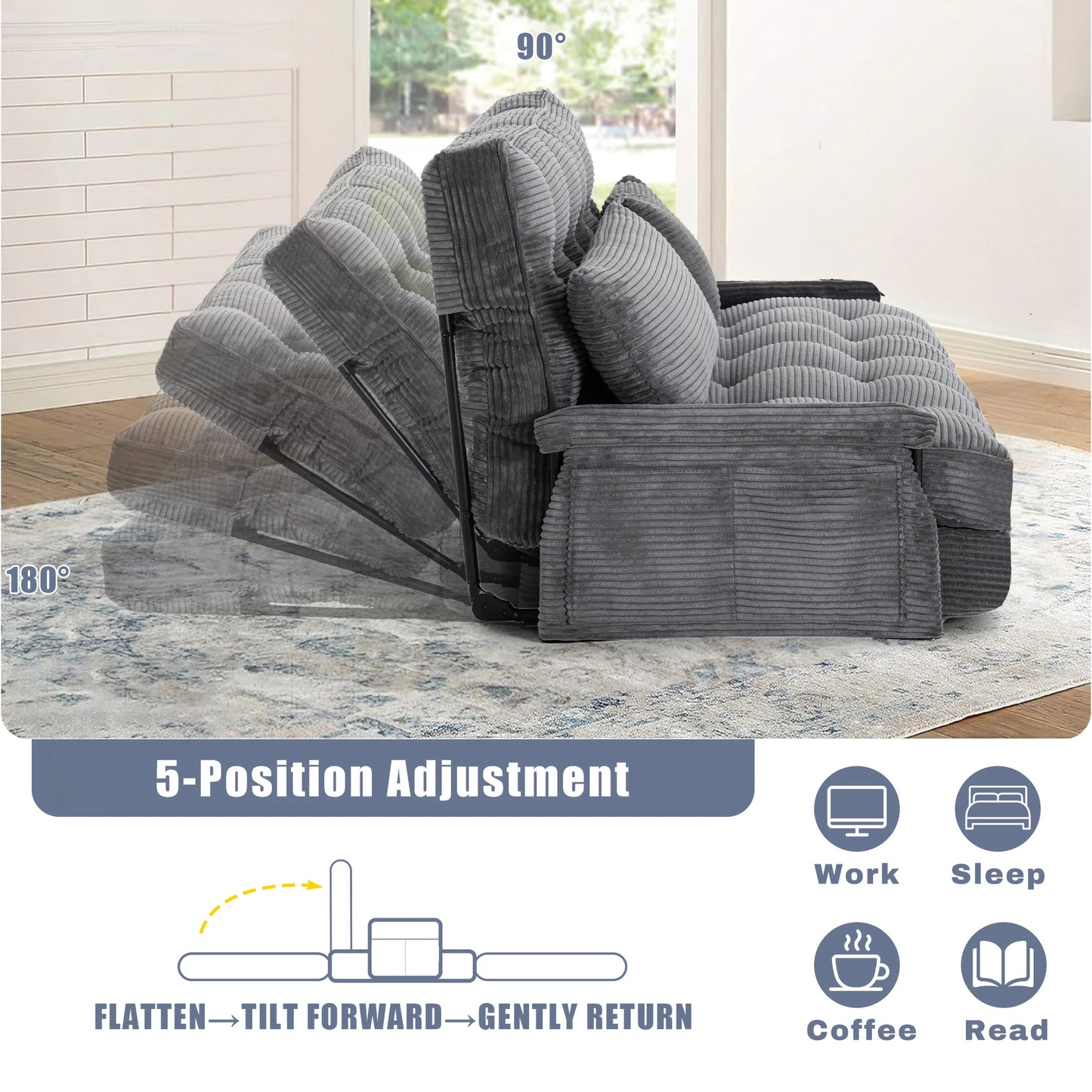 Gaohappy Adjustable Foldable Floor Sofa Bed With Storage Pocket