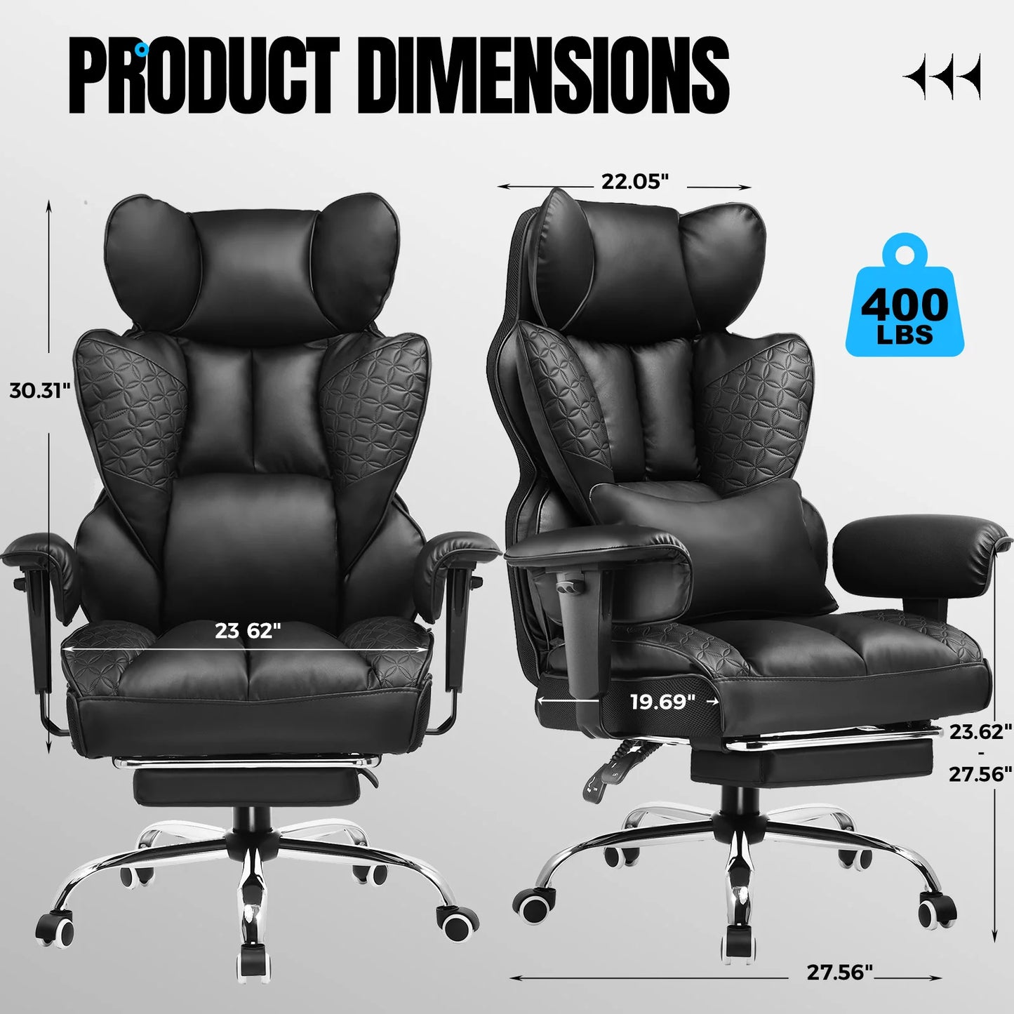 Comhoma Ergonomic High Back Office Chair With Genuine Leather Footrest