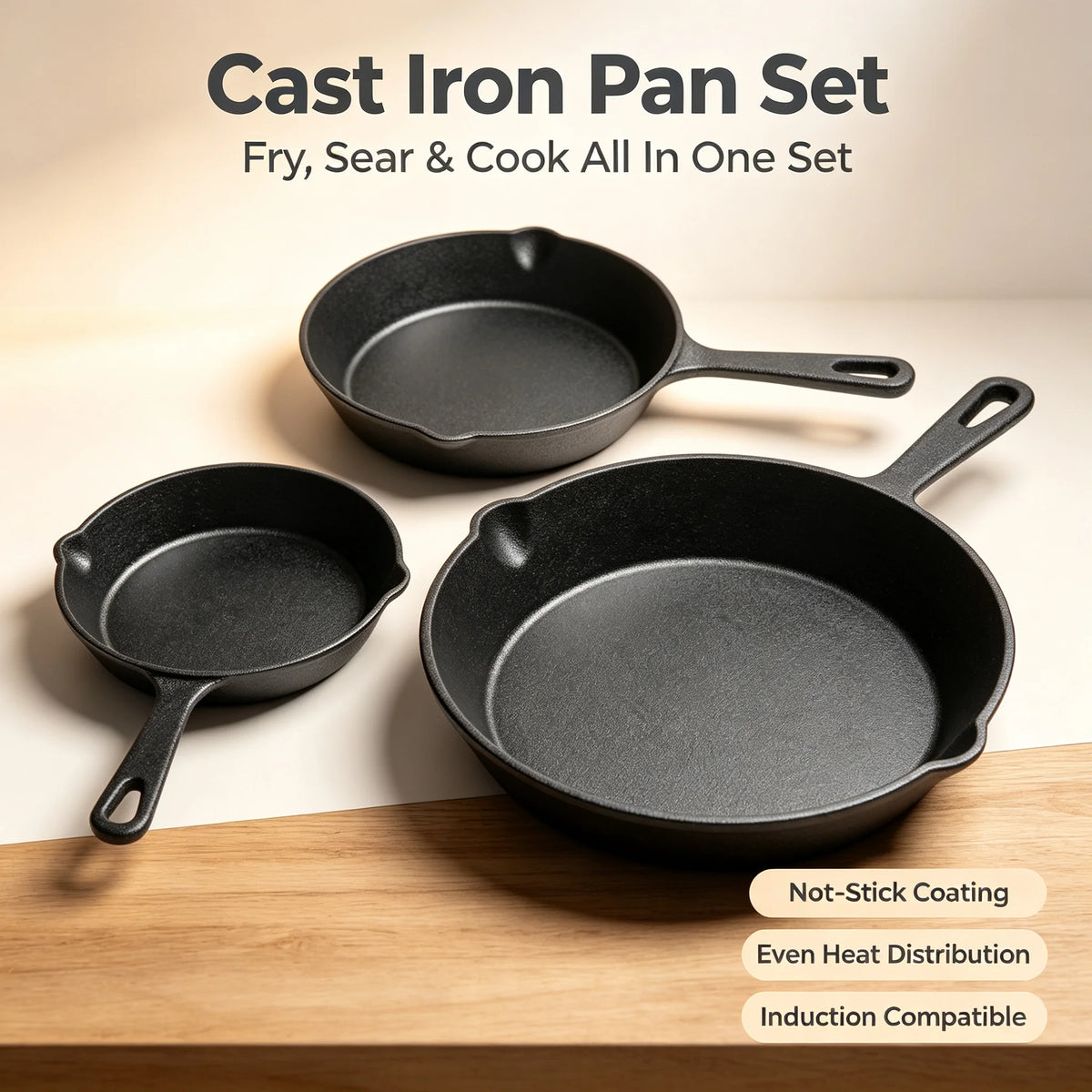 UPWORK Stainless Steel Frying Pan Set For Cooking And Grilling